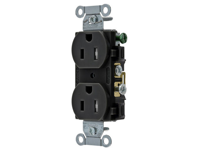 Bryant Receptacles Straight Blade Commercial Tamper-Resistant 15A 125V 5-15R Black (CRS15BLKTR)