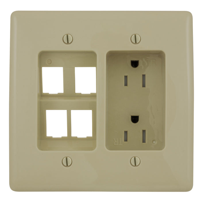 Bryant RECES Tamper-Resistant Duplex Receptacle 2-Gang With Snap Fit 15A 125V Ivory (RR1514I)