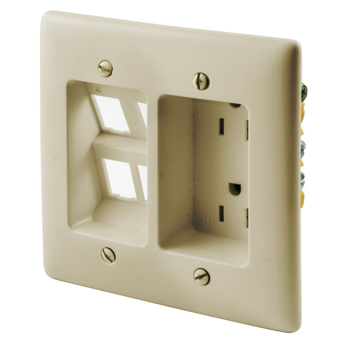 Bryant RECES Tamper-Resistant Duplex Receptacle 2-Gang With Snap Fit 15A 125V Ivory (RR1514I)