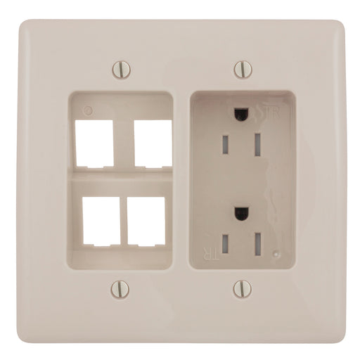 Bryant RECES Tamper-Resistant Duplex Receptacle 2-Gang With Snap Fit 15A 125V Light Almond (RR1514LA)