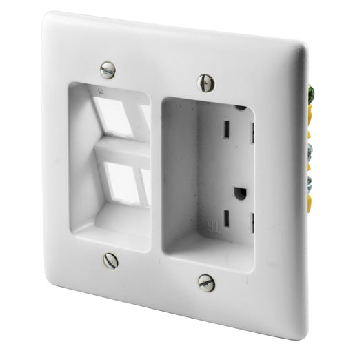 Bryant RECES Tamper-Resistant Duplex Receptacle 2-Gang With Snap Fit 15A 125V White (RR1514W)