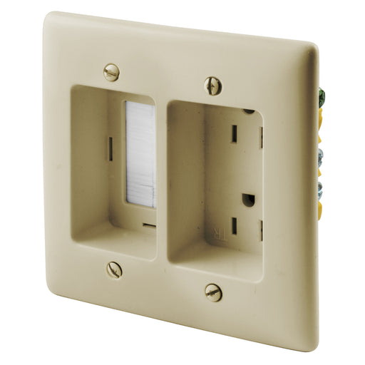 Bryant Recess Tamper-Resistant Duplex Receptacle 2-Gang With Feed-Through 15A 125V Ivory (RR1512I)