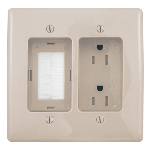 Bryant Recess Tamper-Resistant Duplex Receptacle 2-Gang With Feed-Through 15A 125V Light Almond (RR1512LA)