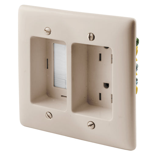 Bryant Recess Tamper-Resistant Duplex Receptacle 2-Gang With Feed-Through 15A 125V Light Almond (RR1512LA)