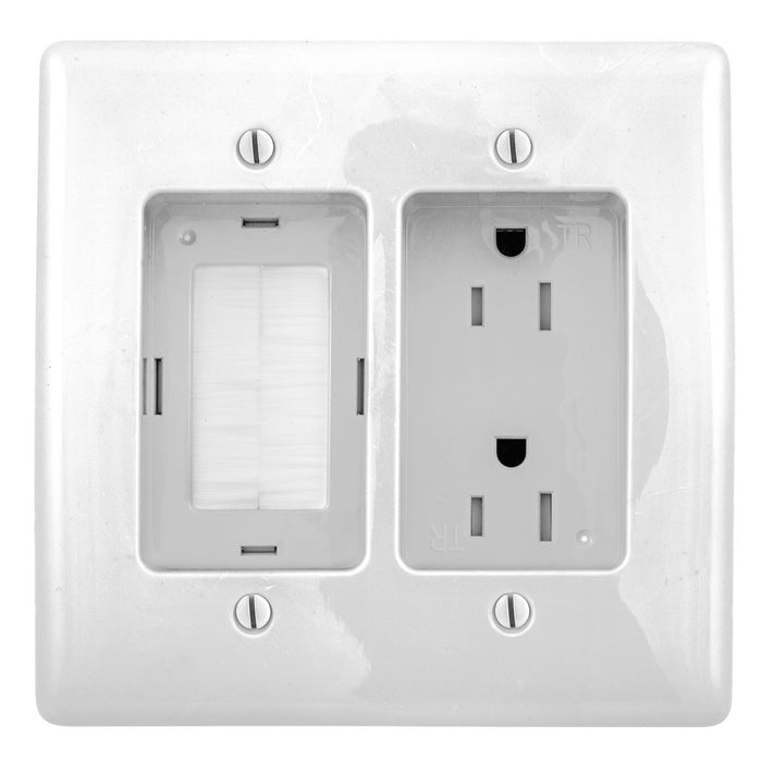 Bryant Recess Tamper-Resistant Duplex Receptacle 2-Gang With Feed-Through 15A 125V White (RR1512W)