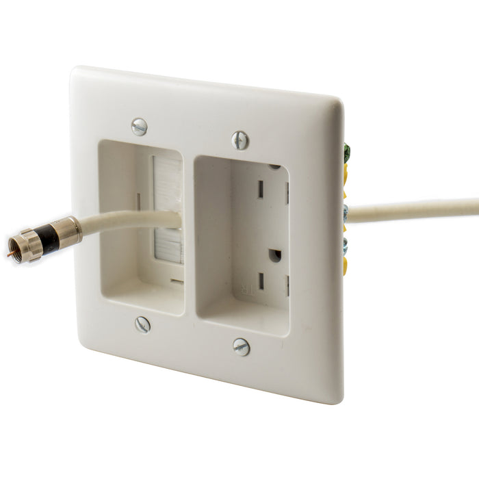 Bryant Recess Tamper-Resistant Duplex Receptacle 2-Gang With Feed-Through 15A 125V White (RR1512W)