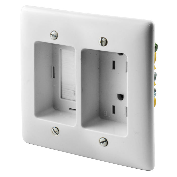 Bryant Recess Tamper-Resistant Duplex Receptacle 2-Gang With Feed-Through 15A 125V White (RR1512W)