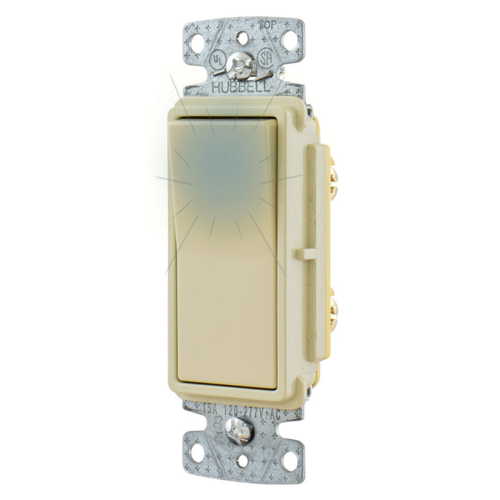 Bryant Residential Rocker Switch Single-Pole 15A 120V Illuminated Ivory (RSD115ILI)