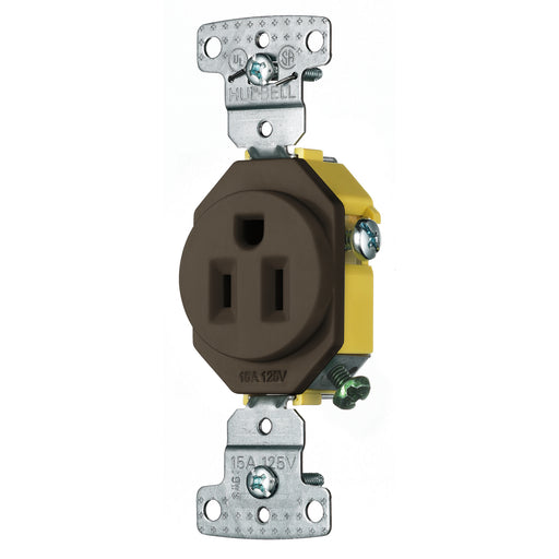 Bryant Residential Single Receptacle 15A 125V Self-Grounding Brown (RR151)