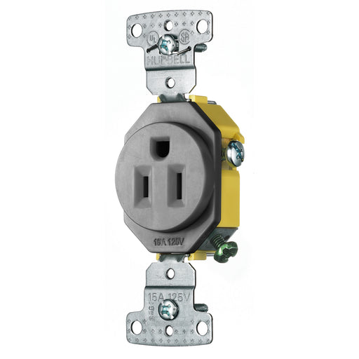 Bryant Residential Single Receptacle 15A 125V Self-Grounding Gray (RR151GY)