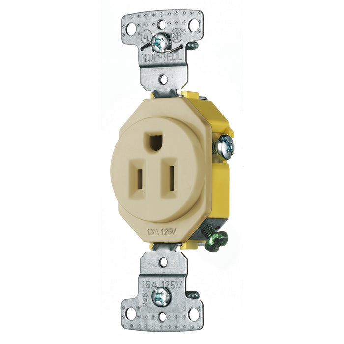 Bryant Residential Single Receptacle 15A 125V Self-Grounding Ivory (RR151I)