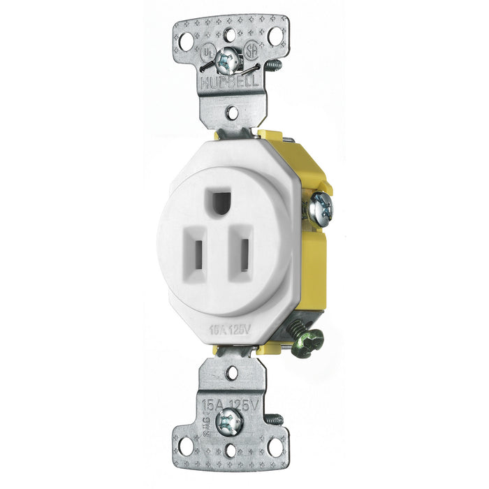 Bryant Residential Single Receptacle 15A 125V Self-Grounding White (RR151W)