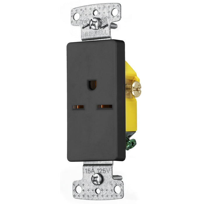 Bryant Residential Single Receptacle 15A 250V Self Grounding Decorator Black (RRD155BK)