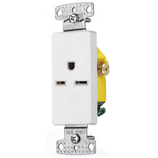 Bryant Residential Single Receptacle 15A 250V Self Grounding Decorator White (RRD155W)