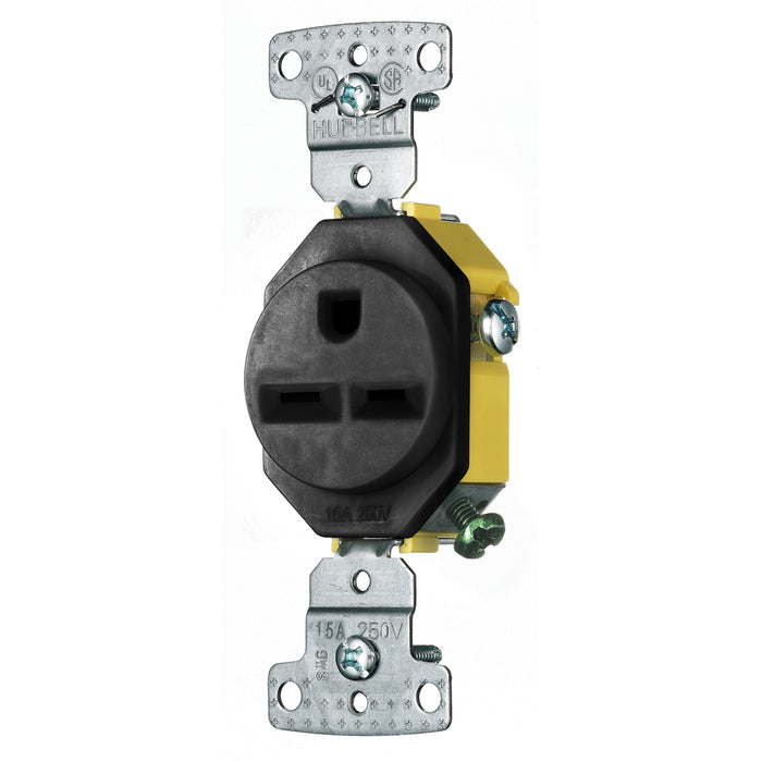 Bryant Residential Single Receptacle 15A 250V Self-Grounding Black (RR155BK)