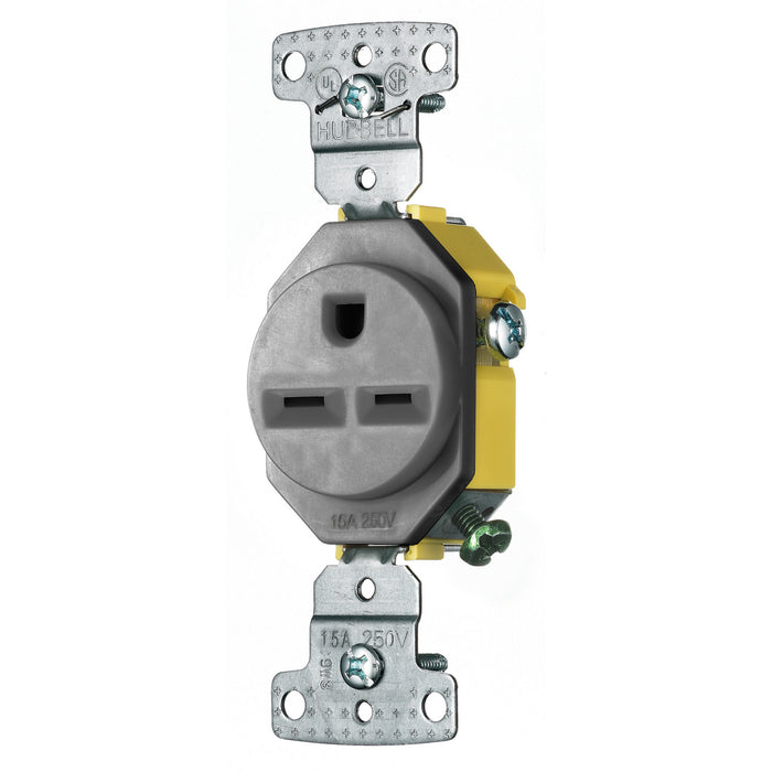 Bryant Residential Single Receptacle 15A 250V Self-Grounding Gray (RR155GY)