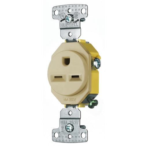 Bryant Residential Single Receptacle 15A 250V Self-Grounding Ivory (RR155I)