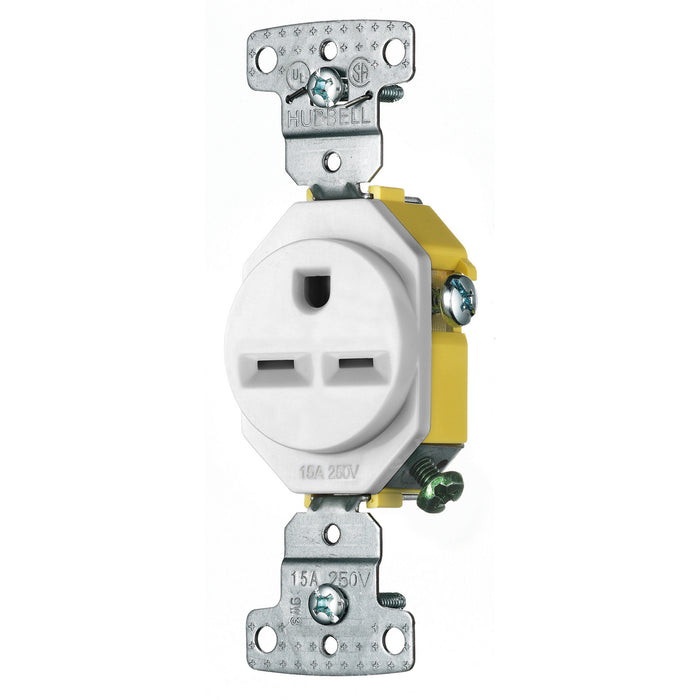 Bryant Residential Single Receptacle 15A 250V Self-Grounding White (RR155W)