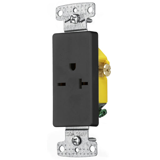 Bryant Residential Single Receptacle 20A 250V Self Grounding Decorator Black (RRD205BK)