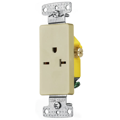 Bryant Residential Single Receptacle 20A 250V Self Grounding Decorator Ivory (RRD205I)