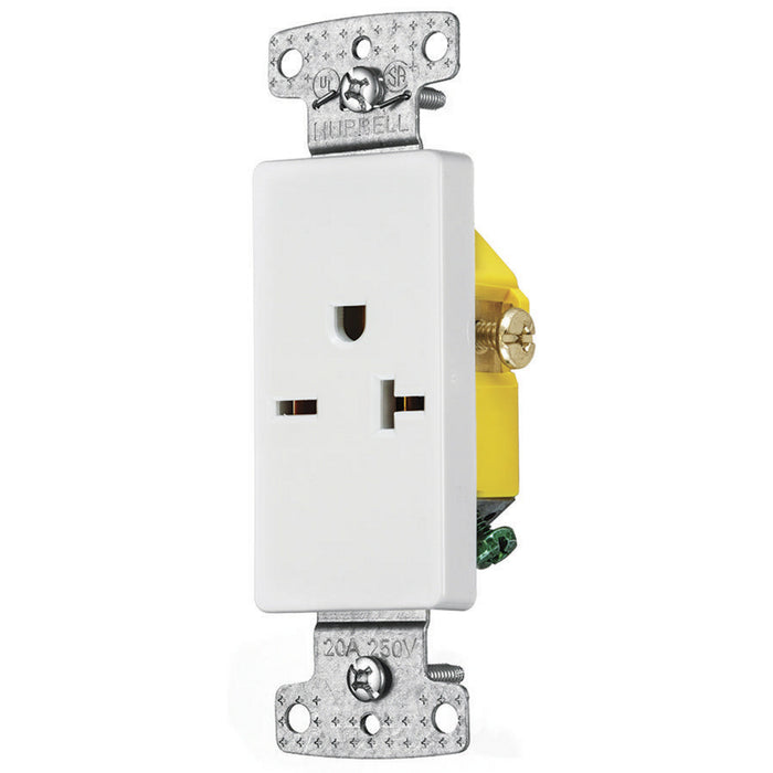 Bryant Residential Single Receptacle 20A 250V Self Grounding Decorator White (RRD205W)