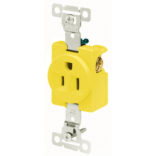 Bryant Single CM Receptacle Industrial Grade 15A 125V 5-15R Yellow (5261CR)