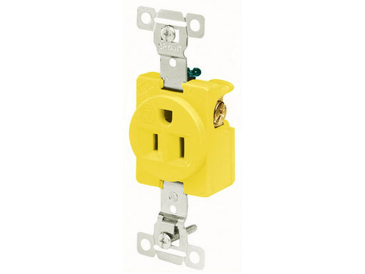 Bryant Single CM Receptacle Industrial Grade 15A 125V 5-15R Yellow (5261CR)