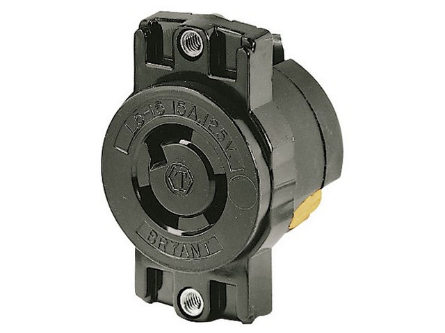 Bryant Single Locking Panel Mount Receptacle 15A 125V 1.94 Inch Center (4712BRY)