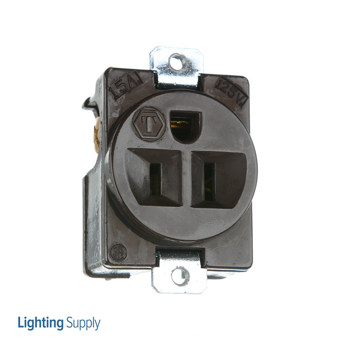 Bryant Single Panel Receptacle 15A 125V 5-15R Brown (5284)