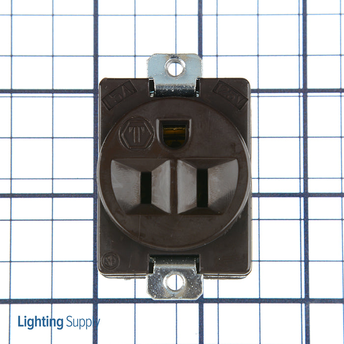 Bryant Single Panel Receptacle 15A 125V 5-15R Brown (5284)