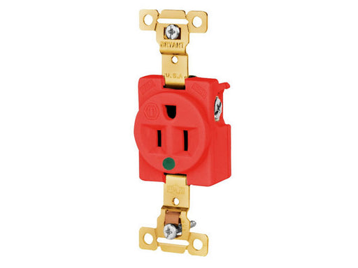 Bryant Single Receptacle Hospital Grade 15A 125V 5-15R Red (8210RED)