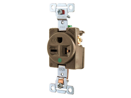 Bryant Single Receptacle Hospital Grade 20A 250V 6-20R Brown (8410BRN)