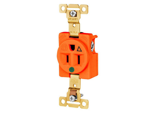 Bryant Single Receptacle Hospital Grade 15A 125V 5-15R Orange (8210IG)