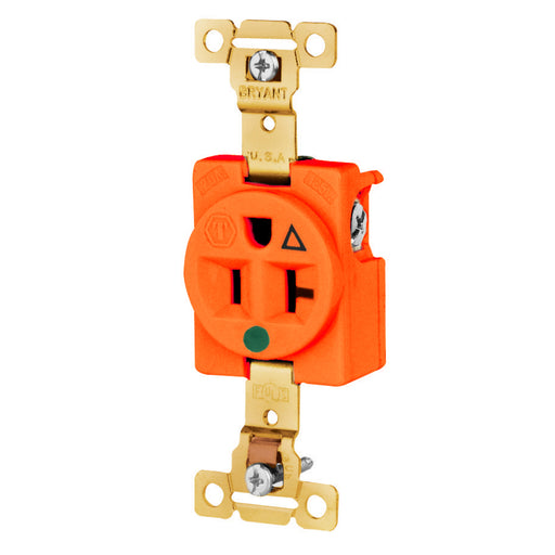 Bryant Single Receptacle IG Hospital Grade 20A 125V 5-15R Orange (8310IG)