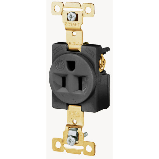 Bryant Single Receptacle Industrial Grade 15A 125V 5-15R Black (5261BLK)