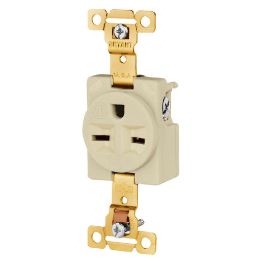 Bryant Single Receptacle Industrial Grade 15A 250V 6-15R Ivory (5661I)