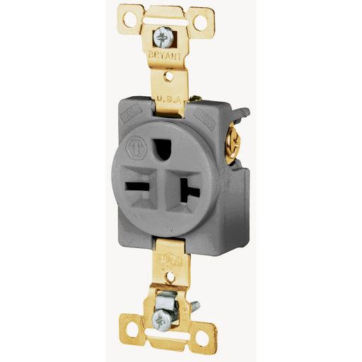 Bryant Single Receptacle Industrial Grade 20A 250V 6-20R Gray (5461GRY)