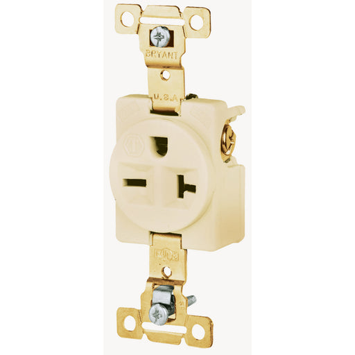 Bryant Single Receptacle Industrial Grade 20A 250V 6-20R Ivory (5461I)