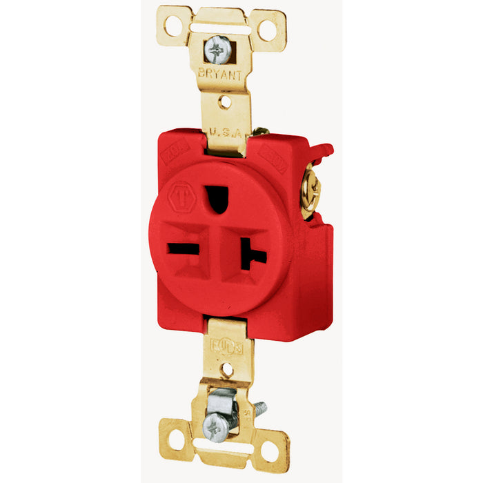 Bryant Single Receptacle Industrial Grade 20A 250V 6-20R Red (5461RED)