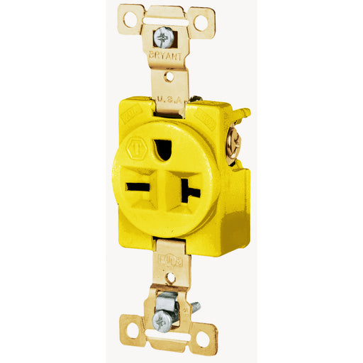 Bryant Single Receptacle Industrial Grade CM 20A 250V 6-20R Yellow (5461CR)