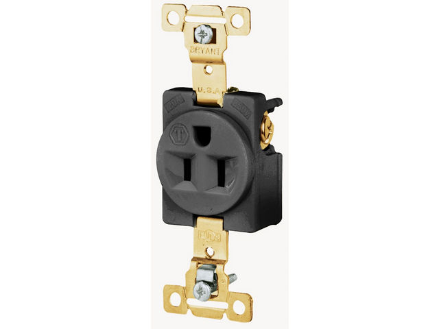 Bryant Single Receptacle Industrial Grade 15A 125V 5-15R Black (5261BLK)