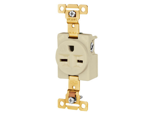 Bryant Single Receptacle Industrial Grade 15A 250V 6-15R Ivory (5661I)