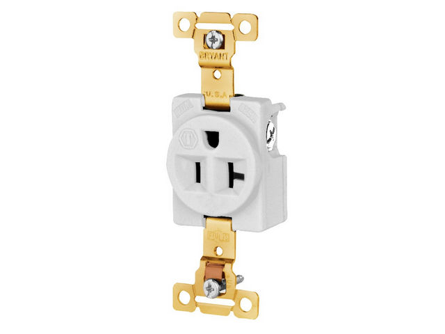 Bryant Single Receptacle Industrial Grade 20A 125V 5-20R White (5361CANW)