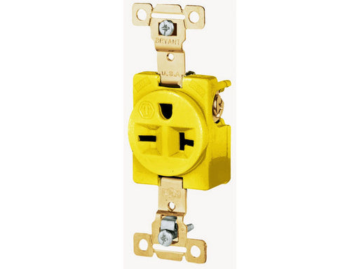 Bryant Single Receptacle Industrial Grade CM 20A 250V 6-20R Yellow (5461CR)