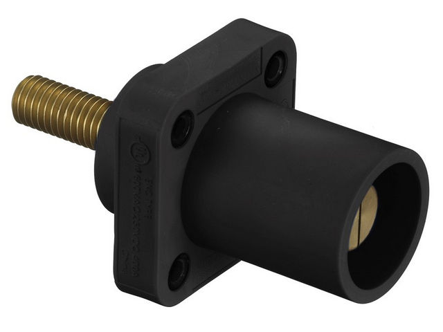 Bryant Single-Pole 300/400A Male Stud Receptacle Black Threaded (HBLMRSCBK)