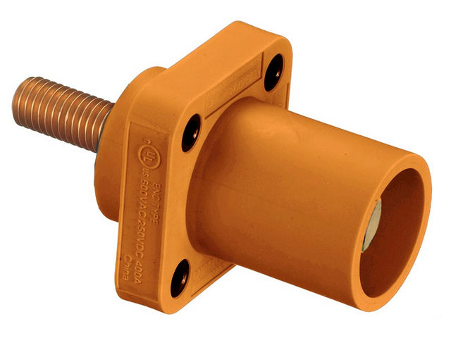 Bryant Single-Pole 300/400A Male Stud Receptacle Orange Threaded (HBLMRSCO)