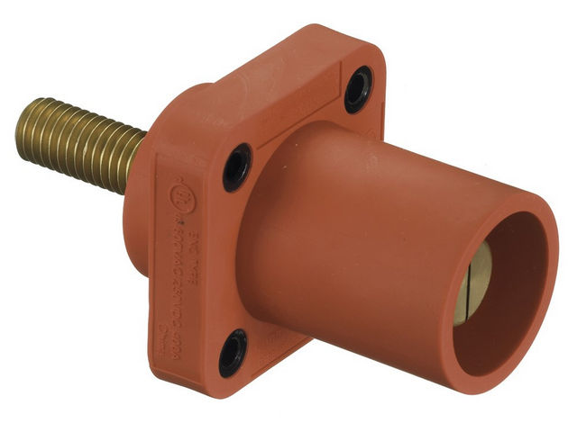 Bryant Single-Pole 300/400A Male Stud Receptacle Red Threaded (HBLMRSCR)