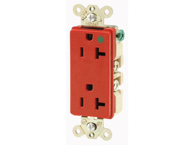 Bryant Style Duplex Receptacle Hospital Grade 20A 125V 5-20R Red (9300RED)