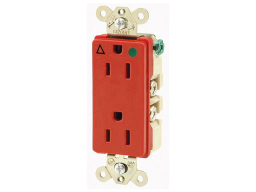 Bryant Style Receptacle Isolated Ground Hospital Grade 15A 125V 5-15R Red (9200IGRED)