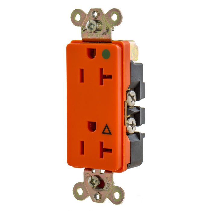 Bryant Style Receptacle Isolated Ground Hospital Grade 20A 125V 5-15R Orange (9300IG)